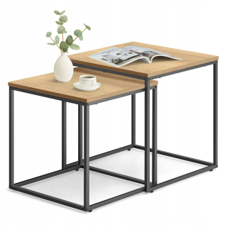 SoBuy konferenčný stolík drevená štvorcová doska 38 x 38 x 41cm dub sonoma